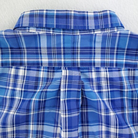 Ralph Lauren Slim Fit Shirt Pony Plaid Button Down Stretch Blue 17 1/2 Men's XL - Picture 11 of 13
